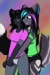  2:3 alaskafox anthro breasts canid canine canis clothing duo female female/female fox grope groping_from_behind highlights_(coloring) hybrid lesbianism mammal panties red_fox shirt silver_fox smile smirk sonja_wusky t-shirt topwear underwear wolf wolfdog 