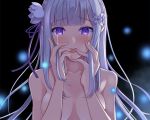 breasts cropped emilia_(re:zero) nude purple_eyes re:zero_kara_hajimeru_isekai_seikatsu shaketarako tears white_hair 