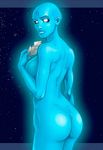  artist_request ass bald bare_shoulders breasts dr._manhattan genderswap large_breasts lips looking_at_viewer nude photo_(object) sideboob solo watchmen 