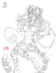 &lt;3 2020 anthro breasts cheek_tuft clouded_leopard dancing eyes_closed facial_tuft fangs felid female greyscale hair headphones inner_ear_fluff kacey long_hair mammal monochrome navel nipples nude open_mouth open_smile pantherine simple_background smile solo spots teeth tuft 