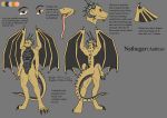  absurd_res anthro curved_horn dragon english_text gold_scales hi_res horn male model_sheet nathugar open_mouth scalie solo text tongue tongue_out warlord_nath wings yellow_eyes 