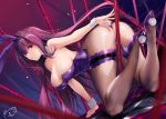  animal_ears ass bunny_ears fate/grand_order fate_(series) headband long_hair no_bra purple_hair red_eyes scathach_(fate/grand_order) tail xin_(moehime) 