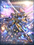  character_name copyright_name firing glowing glowing_eyes gottrlatan green_eyes gun gundam highres holding holding_gun holding_weapon looking_at_viewer mecha missile raruru solo_focus v-fin v2_gundam victory_gundam weapon 