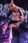  ahri_(lol) animal_humanoid big_breasts blonde_hair breasts canid canid_humanoid canine canine_humanoid clothing edit female fox_humanoid genitals hair hi_res humanoid league_of_legends legwear long_hair looking_at_viewer mammal mammal_humanoid nipples personalami pussy riot_games thigh_highs video_games 