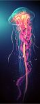  ambiguous_gender better_version_at_source cnidarian colorful feral glowing gradient_background hi_res invertebrate jellyfish letterbox marine medusozoan nikittysan sea_creature simple_background solo tentacles underwater water 