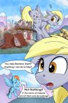  2020 2:3 absurd_res butt cutie_mark derpy_hooves_(mlp) destruction detailed_background dialogue duo english_text equid equine eyebrows eyelashes feral friendship_is_magic hasbro hi_res hooves macro mammal mountain my_little_pony pegasus rainbow_dash_(mlp) signature text tsitra360 underhoof wings 