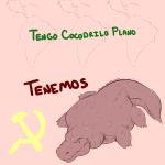  1:1 2020 communism continent country crocodile crocodilian crocodylid digital_media_(artwork) feral hammer_and_sickle koorivlf lying meme on_front pink_background politics quadruped reptile scales scalie simple_background sketch solo spanish_text text 