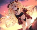  bikini blonde_hair ereshkigal_(fate/grand_order) fate/grand_order fate_(series) long_hair navel sunset swimsuit yua_(bokubo0806) 