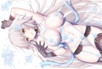  blush brown_eyes choker cosplay dress fate/grand_order fate_(series) flowers garter_belt gloves gray_hair jeanne_d&#039;arc_(fate) jeanne_d&#039;arc_alter long_hair miko_92 navel nopan rose see_through stockings 