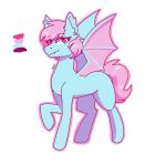  1:1 bat_pony bat_wings blue_body crazy_guy_(artist) equid feral girly hair hasbro hi_res male mammal membrane_(anatomy) membranous_wings my_little_pony pink_eyes pink_hair solo terry_(character) wings 