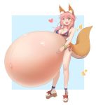  1111122 animal_humanoid belly big_belly big_breasts bikini breasts canid canid_humanoid canine canine_humanoid caster_tamamo-no-mae cleavage clothed clothing fate_(series) female fox_humanoid hair hi_res humanoid hyper hyper_belly hyper_pregnancy mammal mammal_humanoid pillarbox pink_hair pregnant solo swimwear 