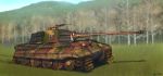  artist_name caterpillar_tracks day forest grass ground_vehicle gun iron_cross machine_gun military military_vehicle motor_vehicle mountain nature no_humans ogata_tank original sky tank tiger_ii tree weapon 