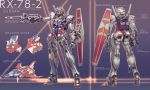  beam_rifle character_name core_fighter energy_gun gun gundam highres holding holding_gun holding_weapon mecha mobile_suit_gundam multiple_views no_humans open_hand redesign rx-78-2 shield v-fin weapon yellow_eyes yutori_(clockwork_chicken) 