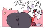  16:10 2d_animation animated anthro anthrofied big_butt bovid butt caprine diives female goat helltaker hi_res looking_at_viewer looking_back lucifer_(helltaker) mammal shaking_butt short_playtime solo speech_bubble text widescreen 