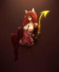  anthro breasts catherinemeow felid feline female fur genitals green_eyes hair hi_res mammal multicolored_body multicolored_fur nipples open_mouth open_smile pussy red_body red_fur red_hair simple_background smile solo teeth two_tone_body two_tone_fur white_body white_fur 