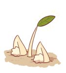  1girl animal_ear_fluff animal_ears buried dirt emphasis_lines fox_ears kemomimi-chan_(naga_u) leaf naga_u original pikmin_(series) soil solo white_background 