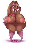  absurd_res anthro bimbofication bodily_fluids breast_expansion breasts clothing collar cowbell duragonart expansion female growth hands_behind_head hi_res lactating lips looking_at_viewer lopunny nintendo pok&eacute;mon pok&eacute;mon_(species) shiny_pok&eacute;mon solo thick_lips thick_thighs torn_clothing video_games weight_gain wide_hips 
