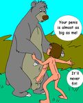  baloo bear comic consensual cum deductive_reasoning disney duo gay grass human jungle_book male mammal mouseboy mowgli penis young 
