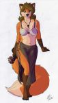  absurd_res alfred_(umpherio) anthro bard belly bottomwear bra breasts canid canine clothing covered_breasts crossgender female fox hi_res jewelry lute mammal musical_instrument navel necklace plucked_string_instrument skirt solo string_instrument umpherio underwear 