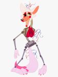  3:4 animatronic anthro black_nose black_sclera bow canid canine cheek_tuft claws facial_tuft female fingers five_nights_at_freddy&#039;s five_nights_at_freddy&#039;s_2 fnaf-au-kris fox fur grey_body hi_res lipstick machine makeup mammal mangle_(fnaf) open_mouth pink_body pink_claws pink_fur red_cheeks robot teeth toe_claws tuft video_games white_body white_fur yellow_eyes 