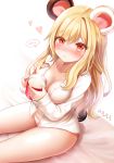  animal_ears dress_shirt honyang no_bra open_shirt pantsu tail 