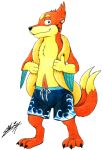  bottomwear clothing feral floatzel hi_res male nintendo pok&eacute;mon pok&eacute;mon_(species) sagadreams shorts solo swimming swimming_trunks swimwear video_games 