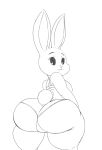  2020 anthro beastars big_butt black_and_white bra butt clothing female haru_(beastars) hi_res huge_butt lagomorph leporid looking_at_viewer looking_back looking_back_at_viewer mammal monochrome neom-daddy panties portrait rabbit rear_view sketch smile solo thick_thighs three-quarter_portrait underwear 