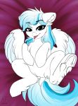  2019 absurd_res airfly-pony bedroom_eyes blue_eyes blue_mane blue_tail chest_tuft dock equid equine fan_character feathered_wings feathers featureless_crotch female feral fur half-closed_eyes hasbro hi_res inner_ear_fluff looking_at_viewer lying mammal mane multicolored_mane multicolored_tail my_little_pony narrowed_eyes on_back pegasus pinup pose presenting_crotch seductive seductive_eyes signature solo spread_legs spreading text tongue tongue_out tuft underhoof white_body white_feathers white_fur white_mane white_tail white_wings wings 