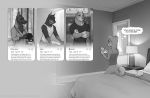  2020 anthro bed bird_dog black_and_white bottomless camera canid canine canis cigar clothed clothing comic digital_media_(artwork) domestic_dog english_text eyewear female fur furniture glasses hair hi_res holding_object holding_phone hunting_dog jewelry labrador male mammal monochrome phone retriever ring sitting smoking text towel translucent translucent_clothing zaush 