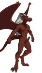  anthro balls erection gargoyle genitals hair hi_res humanoid_genitalia humanoid_penis long_hair male membrane_(anatomy) membranous_wings nipple_piercing nipples penis piercing scalie smagma solo white_hair wings 