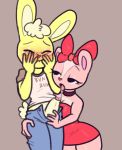  absurd_res anthro cuddles_(htf) female giggles_(htf) happy_tree_friends hi_res male mammal simple_background tenmathemaiden 