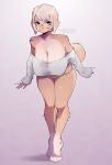  2020 anthro big_breasts blonde_hair blue_eyes breasts canid canine canis clothed clothing coffeechicken domestic_dog female hair hi_res mammal off_shoulder short_hair simple_background solo sweater topwear underwear vao 
