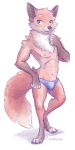  2020 4_toes 5_fingers abs anthro bulge canid canine clothed clothing digital_media_(artwork) fingers fox fur green_eyes male mammal orange_body orange_fur simple_background solo toes topless unimpressive white_background 