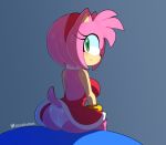  amy_rose anthro big_breasts big_butt breasts butt clothing eulipotyphlan female green_eyes hair hedgehog hi_res looking_at_viewer looking_back mammal panties pink_hair solo somescrub sonic_the_hedgehog_(series) underwear upskirt 