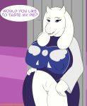  anthro big_breasts bodily_fluids bovid breasts caprine enroshiva female genital_fluids goat hi_res looking_at_viewer mammal pussy_juice toriel undertale upskirt video_games 