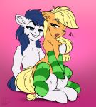  2020 absurd_res airfly-pony applejack_(mlp) armwear blonde_mane blue_eyes blue_mane blue_tail blush clothing constance_everheart duo elbow_gloves equid equine fan_character female feral footwear friendship_is_magic fur gloves green_clothing green_eyes green_legwear green_socks half-closed_eyes handwear hasbro hi_res horse legwear legwear_only looking_at_another male male/female mammal mane moan mostly_nude my_little_pony narrowed_eyes on_bottom on_lap on_top one_eye_closed open_mouth orange_body orange_fur pattern_clothing pattern_legwear pattern_socks pink_background pony reverse_cowgirl_position sex signature simple_background sitting smile socks socks_only striped_clothing striped_legwear striped_socks stripes text thigh_highs tongue tongue_out white_body white_fur yellow_tail 