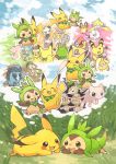  :d ampharos audino beheeyem brown_eyes buizel bunnelby carracosta chespin commentary_request dedenne deerling espurr eye_contact farfetch&#039;d fur gen_1_pokemon gen_2_pokemon gen_3_pokemon gen_4_pokemon gen_5_pokemon gen_6_pokemon goomy grass jirachi konanbo looking_at_another lying mawile mew mythical_pokemon no_humans nuzleaf on_stomach open_mouth pancham panpour pikachu pokemon shared_thought_bubble shelmet smile swirlix tail teeth thought_bubble tongue watchog 