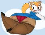  aggressive_retsuko ailurid ailurid_humanoid animal_humanoid anthro big_butt big_eyes blush bottomwear butt camel_toe clothing female fur golden_is_bunny huge_butt humanoid legwear looking_back mammal mammal_humanoid miniskirt office_clothing orange_body orange_fur pinup pose rear_view red_clothing red_panda red_panda_humanoid red_underwear retsuko sanrio short_stack simple_background skirt solo thick_thighs underwear wide_hips 