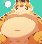  ... 2020 96tning anthro barely_visible_genitalia barely_visible_penis belly blush felid genitals kemono male mammal navel overweight overweight_anthro overweight_male pantherine penis simple_background solo tiger 