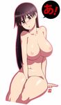  a azumanga_daiou black_hair blue_eyes blush breasts huge_breasts nipples nude qiqo sakaki solo 