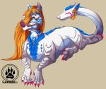  2020 5_fingers 5_toes breasts clothed clothing digital_media_(artwork) dragon female fingers furkinghell hair hi_res hybrid mammal orange_eyes orange_hair simple_background solo taur toes 