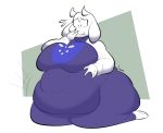  anthro belly big_belly big_breasts boss_monster bovid boxmingle breasts butt caprine clothed clothing female floppy_ears fur horn mammal mature_anthro mature_female obese obese_anthro obese_female overweight overweight_anthro overweight_female signature simple_background solo toriel undertale video_games white_body white_fur 