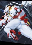  action_pose anus breasts butt camel_toe clothing darling_in_the_franxx female hi_res humanoid machine melee_weapon not_furry panties pochincoff polearm pose robot robot_humanoid simple_background solo spear strelizia studio_trigger underwear weapon 