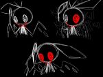  4:3 anthro arthropod bee black_background blood bodily_fluids bow_tie clothed clothing crush crying digital_media_(artwork) dress female feral halo hymenopteran insect lagomorph lazyphantasmagoria leporid mammal monochrome rabbit simple_background solo tears vib-ribbon vibri video_games wings 