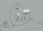  aardwolf anthro betty_(weaver) canid canine canis cuddling duo female hi_res hug hyaenid male male/female mammal nobby_(artist) pack_street reading reading_book sleeping wolf wolter_(weaver) 