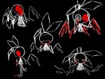  4:3 anthro black_background blindfold blood bodily_fluids clothed clothing crying_blood digital_media_(artwork) dress female halo lagomorph lazyphantasmagoria leporid mammal monochrome polygons rabbit simple_background solo vib-ribbon vibri video_games wings 