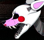  2015 akirageni ambiguous_gender animatronic black_nose black_sclera canid canine eyelashes five_nights_at_freddy&#039;s five_nights_at_freddy&#039;s_2 fox grey_body lipstick machine makeup mammal mangle_(fnaf) metal open_mouth pink_body red_cheeks robot sharp_teeth solo teeth video_games white_body 
