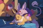  3:2 4_toes anthro anthro_on_feral anus balls bed bedroom bestiality bodily_fluids brown_body brown_fur close-up clothed clothing dripping duo eevee eeveelution emma_the_eevee espeon eyes_closed fangs female female_penetrated feral forehead_gem from_behind_position fur furniture gela-g-i-s-gela genital_fluids genitals grabbing_sheets hi_res jasper_(bgklonewolf) male male/female male_penetrating male_penetrating_female mammal nintendo one_eye_closed open_mouth partially_clothed penetration penis pok&eacute;mon pok&eacute;mon_(species) precum purple_body purple_fur pussy_juice quadruped red_eyes ribbons sex smile sweater toes topwear tuft vaginal vaginal_penetration video_games 