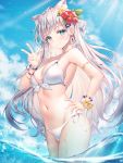  animal_ears bikini cleavage mellozzo nekomimi swimsuits wet 