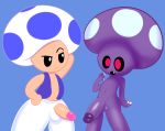  balls duo elemental_creature elemental_humanoid fungi_fauna fungi_humanoid fungus genitals hi_res humanoid male male/male mario_and_luigi_(series) mario_bros mark_m nintendo penis purple_body red_eyes shroob toad_(mario) video_games 